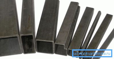 Razpon profilnih cevi: izberemo material v parametrih
