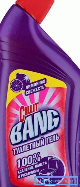 Toaletni gel na osnovi kislin.