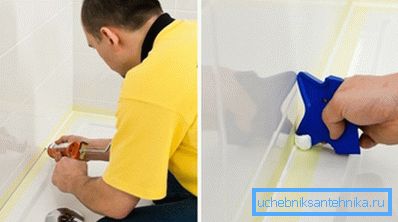 Zatesnitev spojev med steno in stranjo palete. Zatesnitev spojev med steno in stranjo palete.