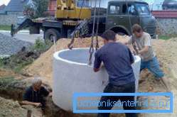 Namestitev betonskih obročev.