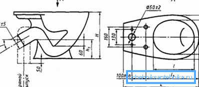 Diagram prikazuje glavne dimenzije sanitarne naprave