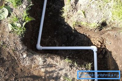 Plastični cevovod v jarku Plastični cevovod v jarku