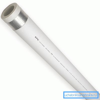 Polipropilenska cev z ojačitvijo iz aluminijaste folije.