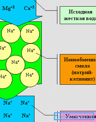 Ko se zmehčajo voda, se magnezij in kalcijevi ioni nadomestijo z natrijevimi ioni.