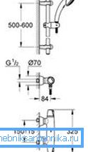 Diagram standardne pipe s termostatom, ki označuje velikost Diagram standardne pipe s termostatom, ki označuje velikost