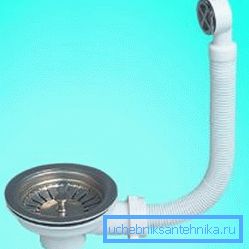 Sifon z umivalnikom z valovitim prelivom iz plastike Sifon z umivalnikom z valovitim prelivom iz plastike
