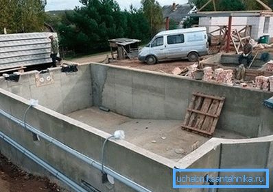 Konstrukcija betonskega bazena Konstrukcija betonskega bazena