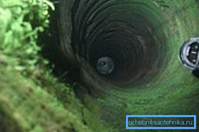Stene rudnika so onesnažene z zelenim mahom. Stene rudnika so onesnažene z zelenim mahom.