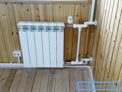 Vgradnja bimetalnega radiatorja z regulirnimi in zapornimi ventili. Vgradnja bimetalnega radiatorja z regulirnimi in zapornimi ventili.